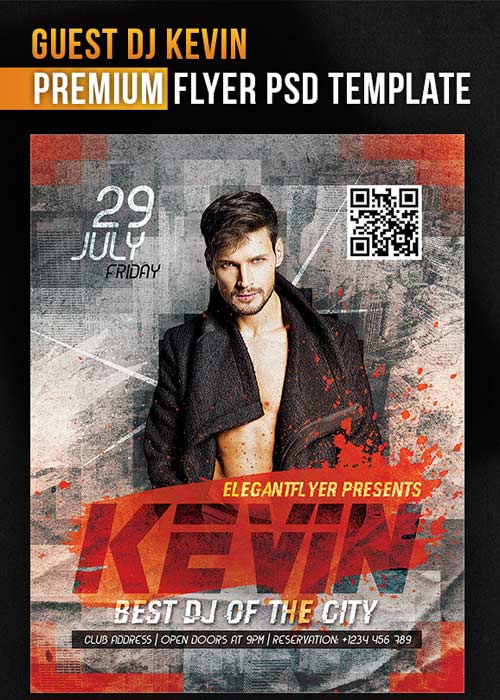 Guest Dj Kevin Flyer PSD Template + Facebook Cover