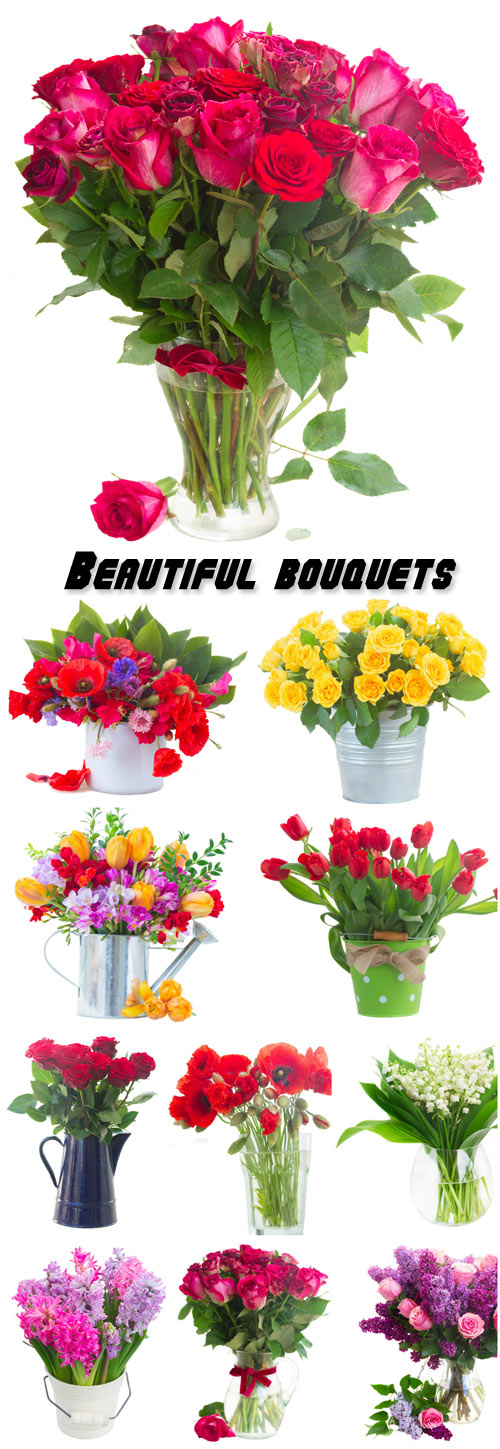 Beautiful bouquets, roses, tulips, poppies