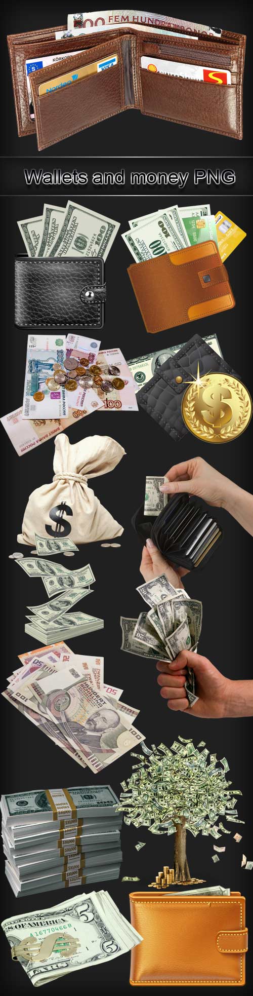 Wallets and money PNG clipart