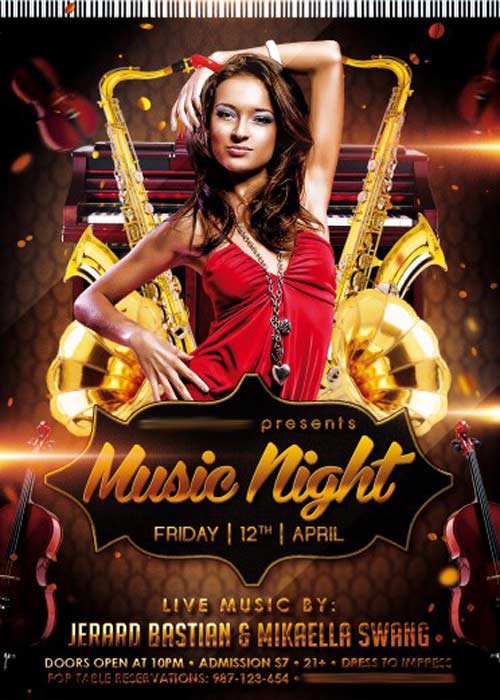 Music Night V1 Flyer PSD Template + Facebook Cover