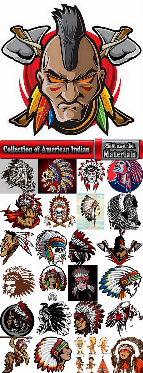 Collection of American Indian prints on t-shirt vector image 25 EPS