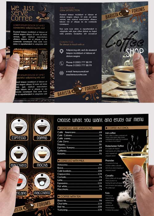 Coffee Shop Tri-Fold PSD Brochure Template