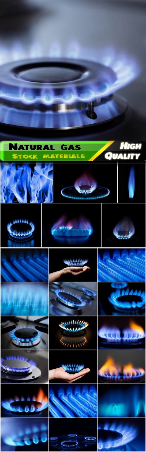 Burning blue flame of natural gas - 25 HQ Jpg