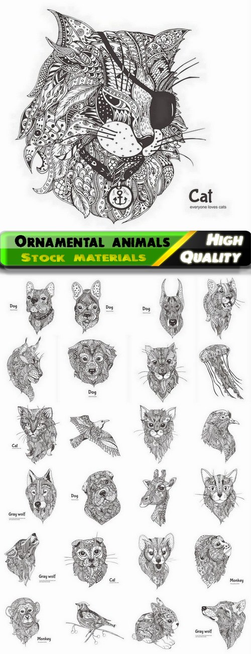 Ornamental animals in boho style 2 - 25 Eps