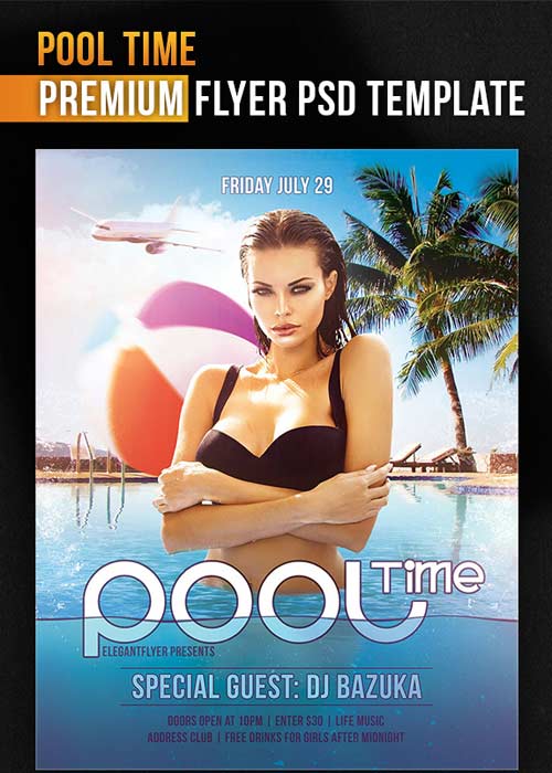 Pool Time Flyer PSD Template + Facebook Cover