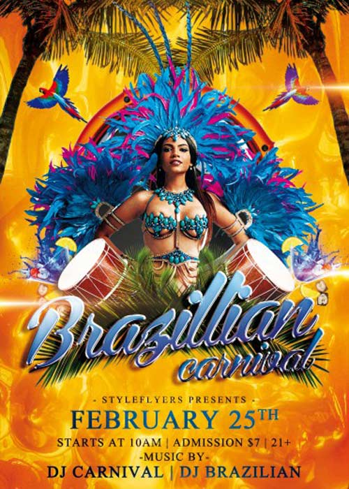Brazilian Carnival V7 Flyer PSD Template + Facebook Cover