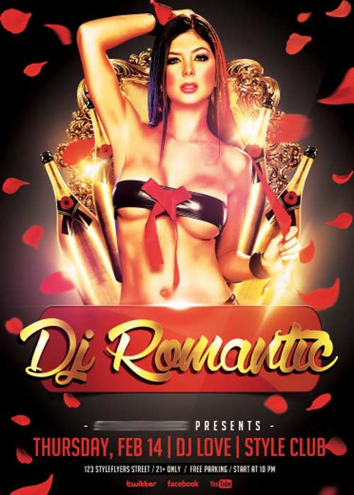 Dj Romantic Flyer PSD Template + Facebook Cover