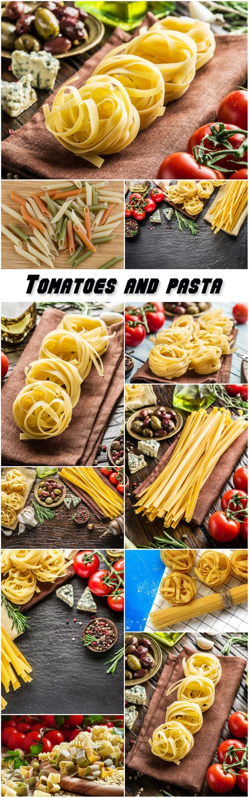 Tomatoes, spaghetti pasta and spices