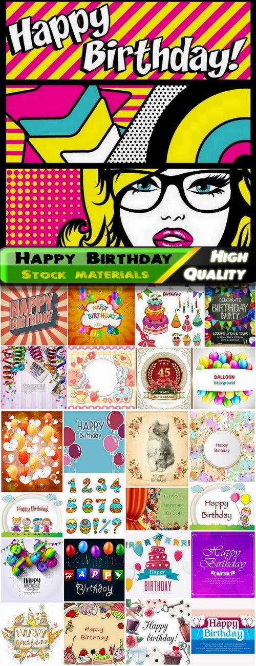 Happy Birthday Template Design in vector from stock #15 - 25 Eps