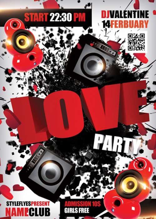 Love Party V10 PSD Flyer Template with Facebook Cover