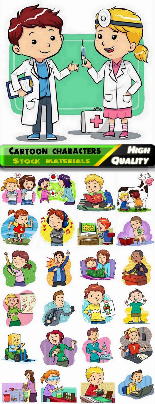 Illustration of funny cartoon characters and scenery 2 - 25 Eps