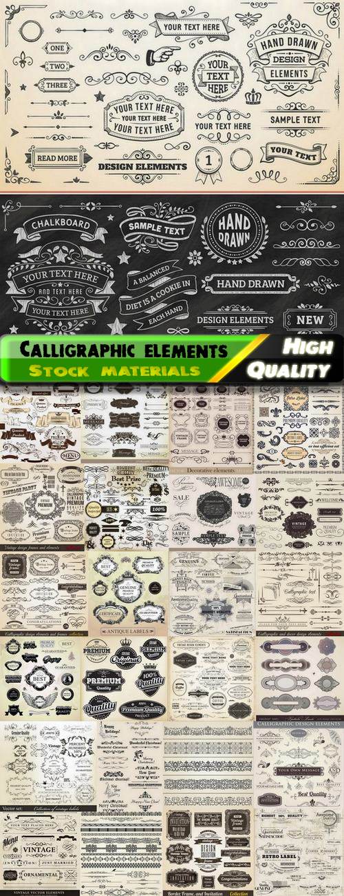 Calligraphic design elements for page decorations #65 - 25 Eps